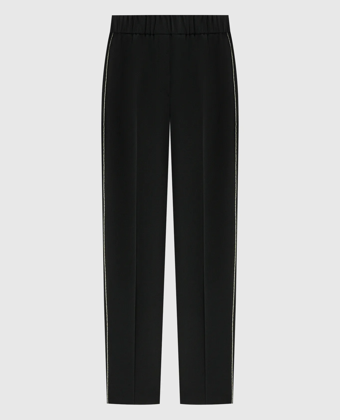 Peserico Black wool pants with monil chain
