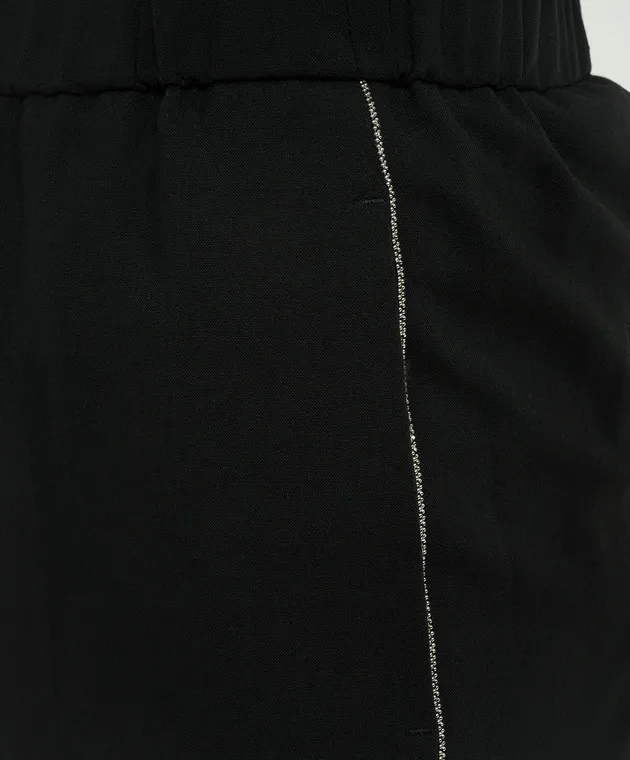 Peserico Black wool pants with monil chain