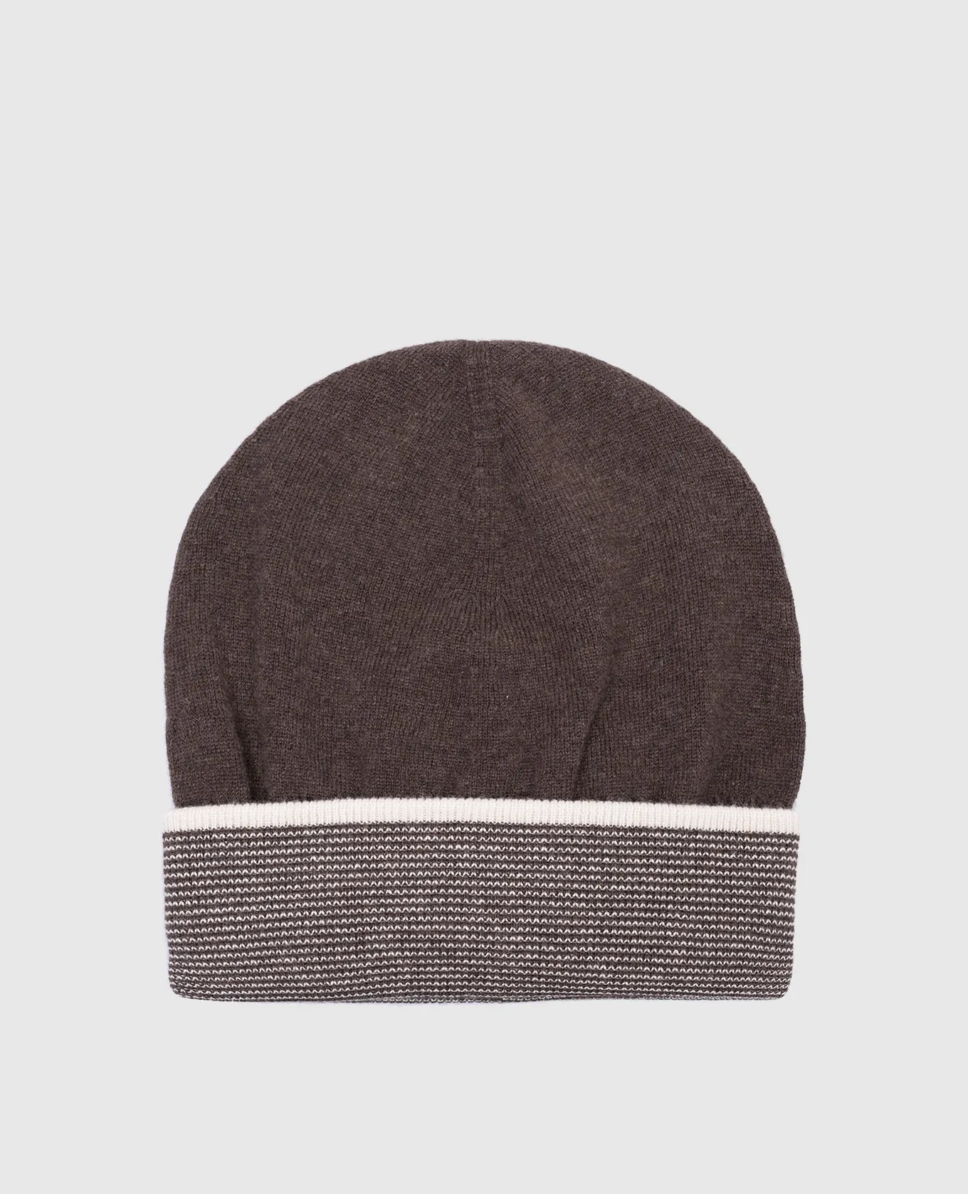 Peserico Brown cap made of wool, silk and cashmere with contrasting edging