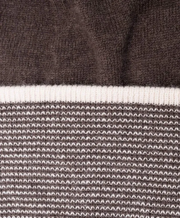Peserico Brown cap made of wool, silk and cashmere with contrasting edging