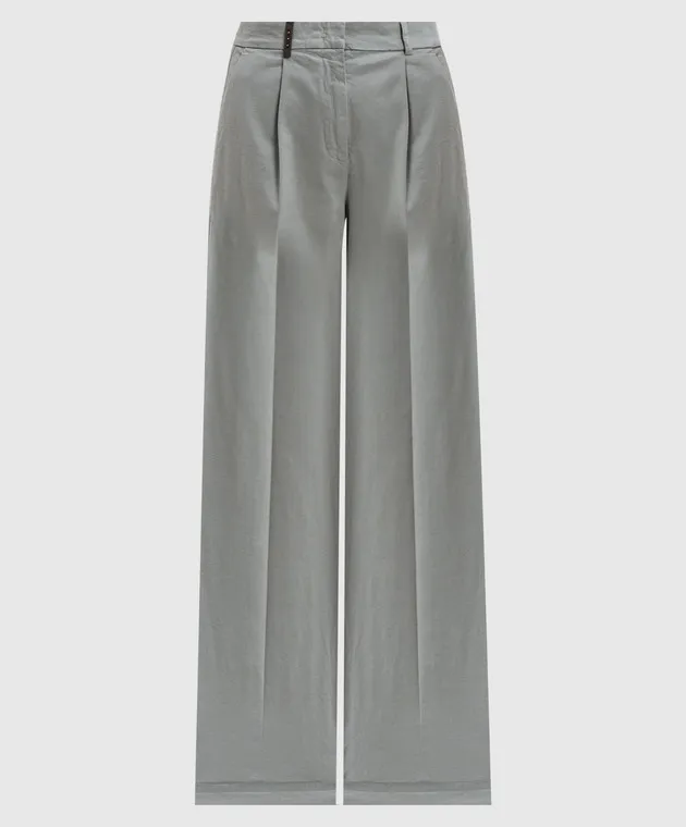 Peserico Gray flared pants with branded patch