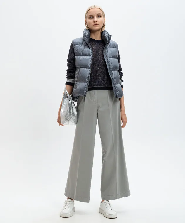 Peserico Gray flared pants with branded patch