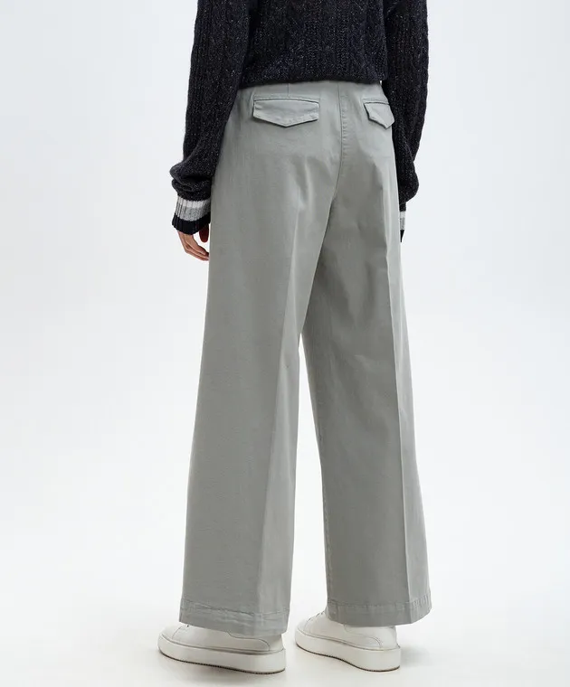Peserico Gray flared pants with branded patch