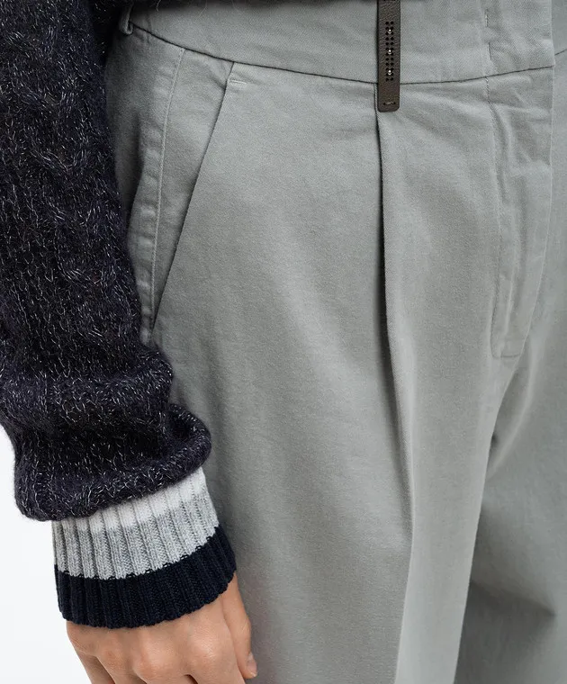 Peserico Gray flared pants with branded patch