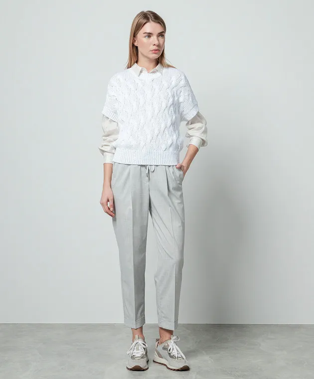Peserico Gray pants with monil chain