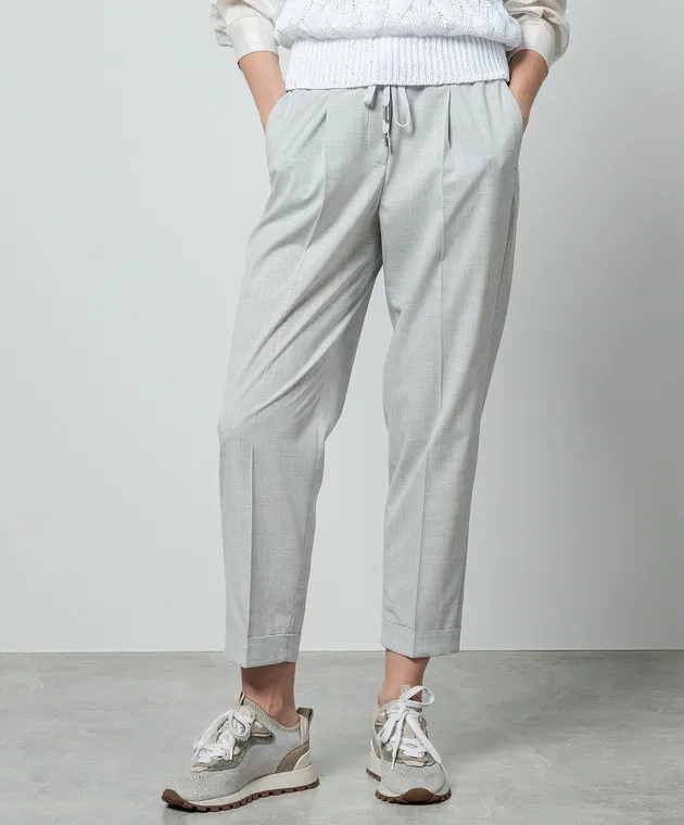 Peserico Gray pants with monil chain