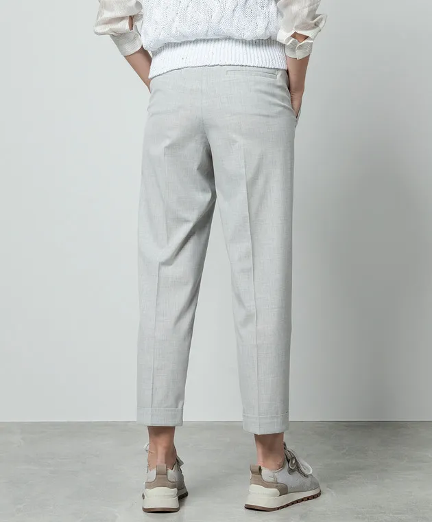 Peserico Gray pants with monil chain