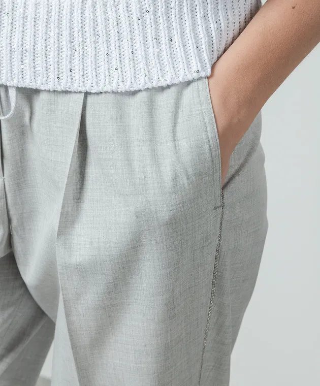 Peserico Gray pants with monil chain