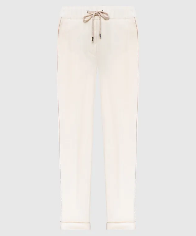 Peserico White pants with monil chain
