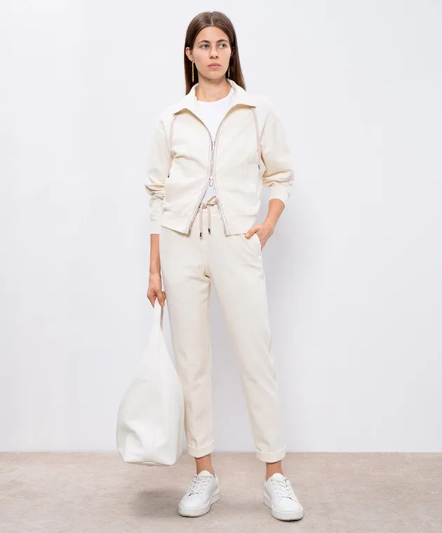 Peserico White pants with monil chain