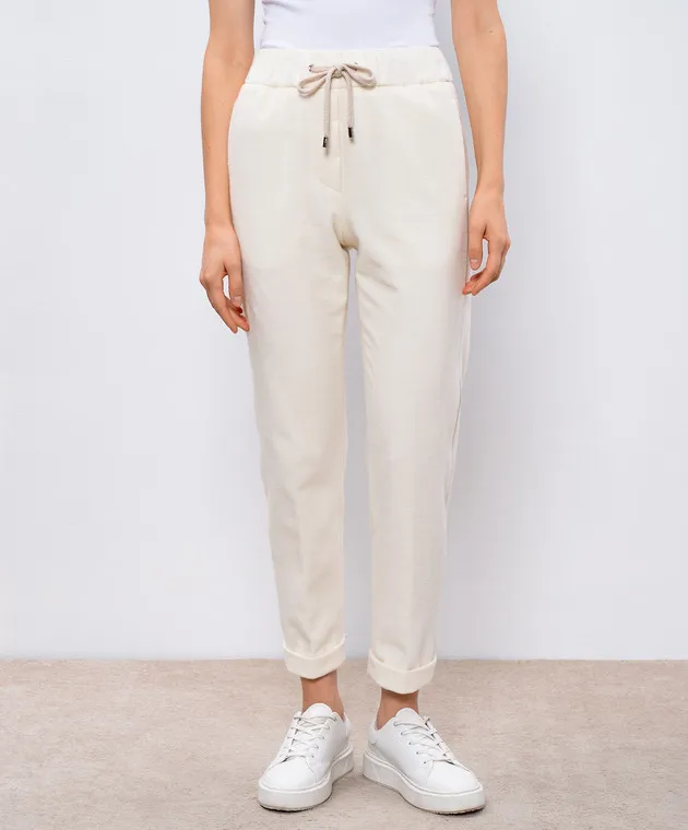 Peserico White pants with monil chain