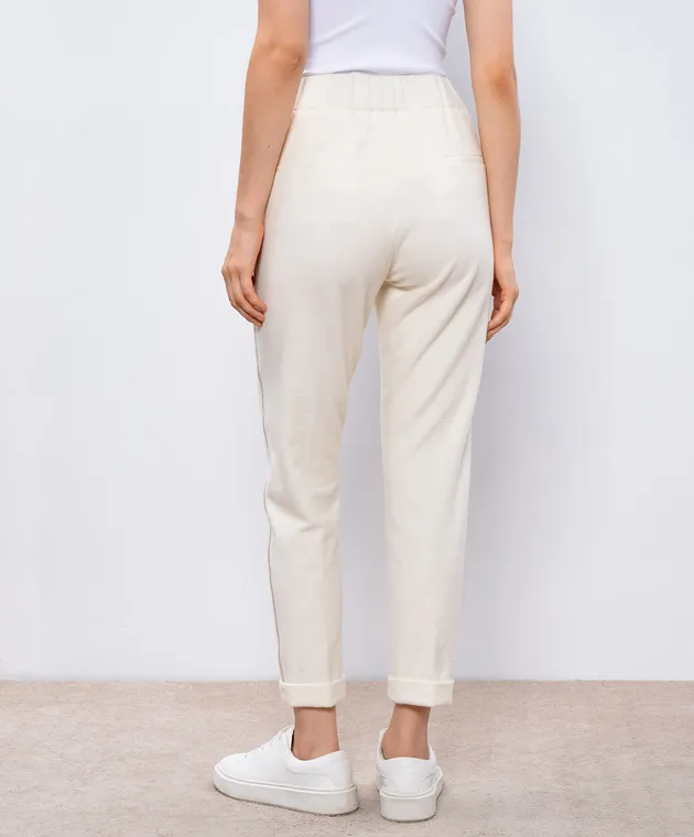 Peserico White pants with monil chain