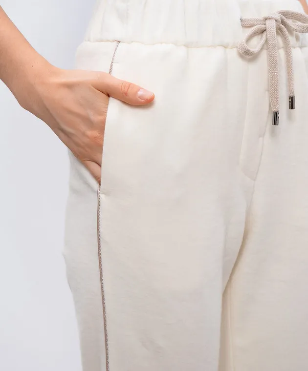 Peserico White pants with monil chain