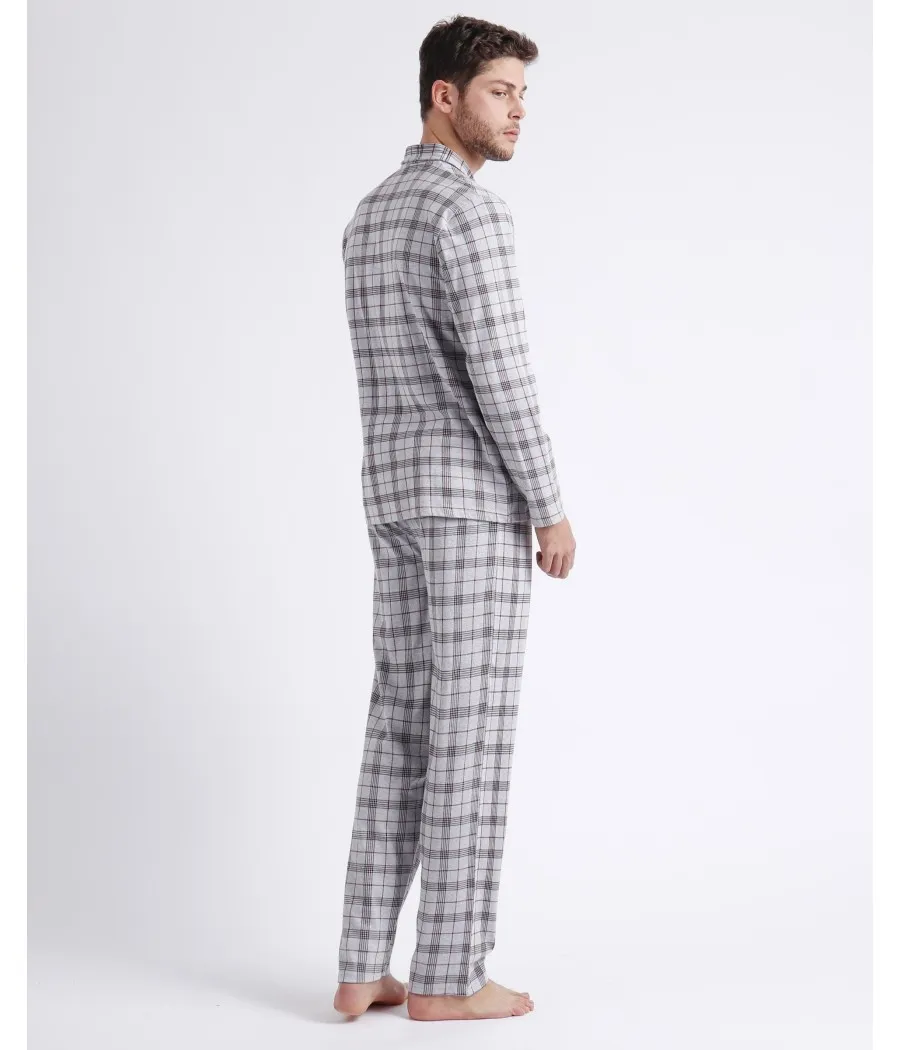 Pijama abierto invierno hombre Admas Classic Garnet Style gris algodón