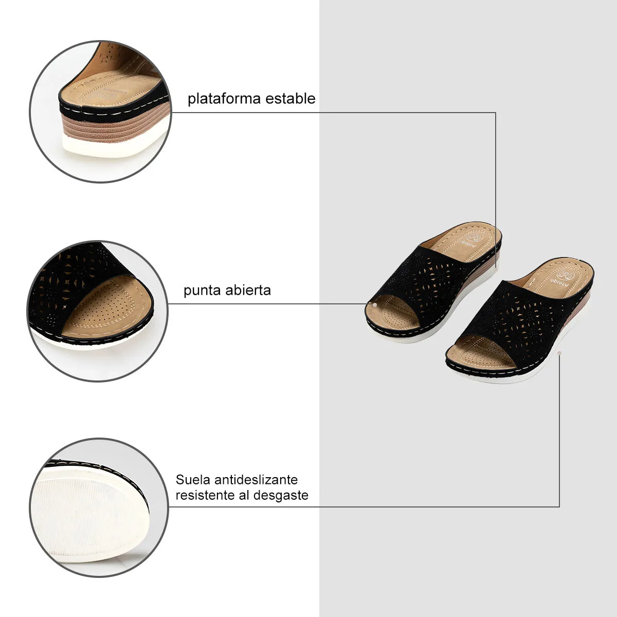 Sandalia Plataforma Negro Casual Qiu308 Weide