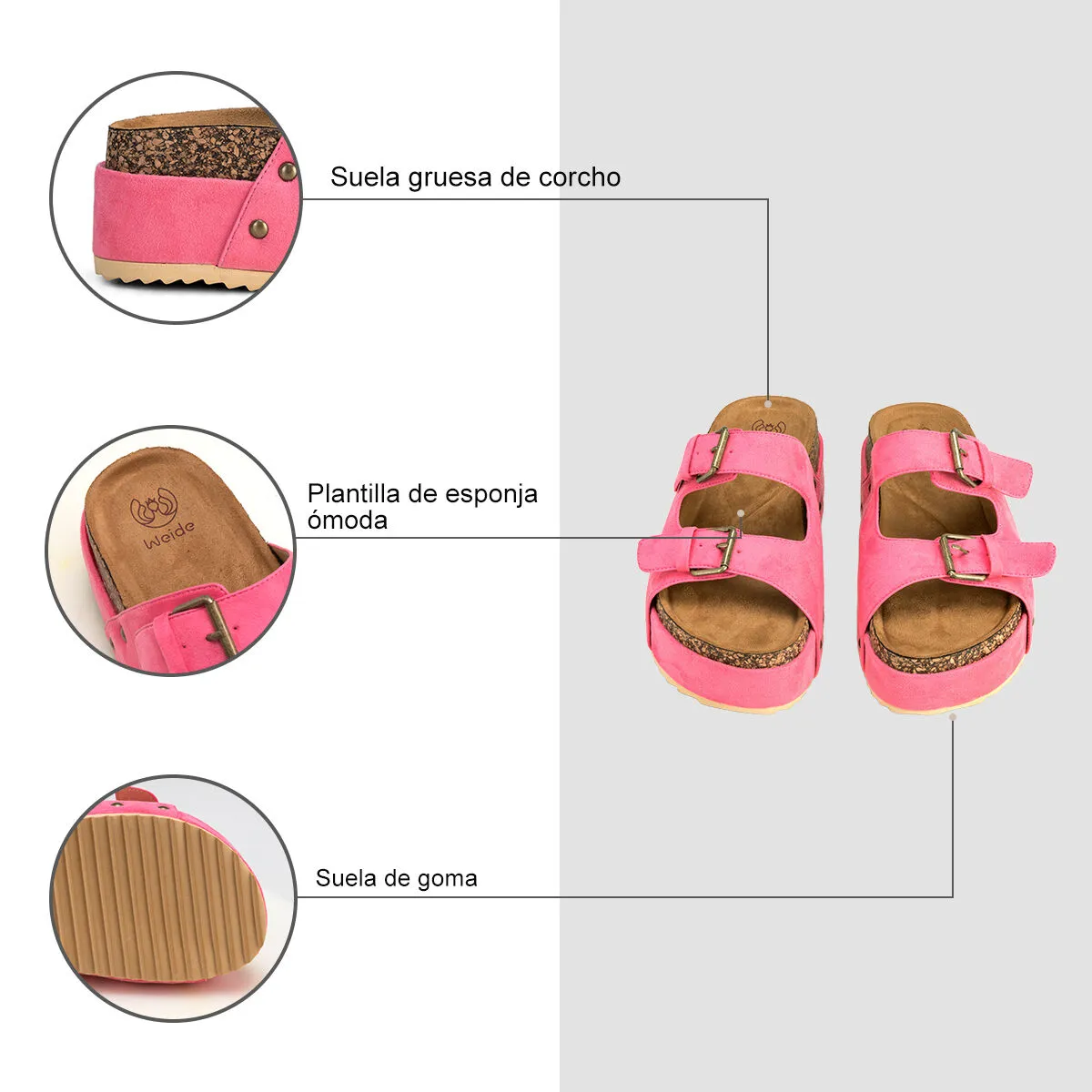 Sandalia Plataforma Rosada Casual You216 Weide