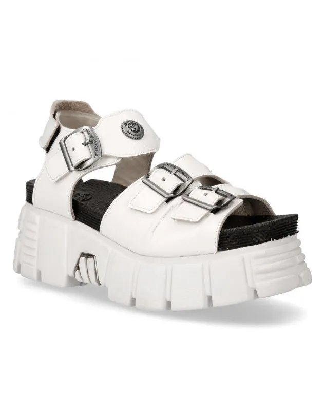 Sandalias plataforma color blanco charol de piel