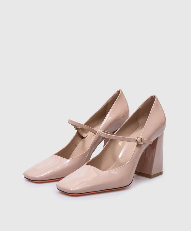 Santoni Beige patent shoes MARTA