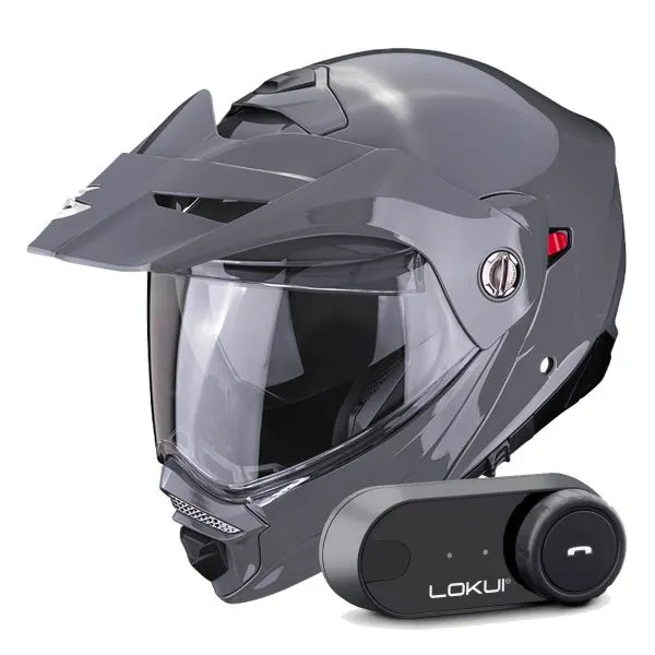 SCORPION ADX2 GREY CEMENT + KIT BLUETOOTH LOKUI K30 