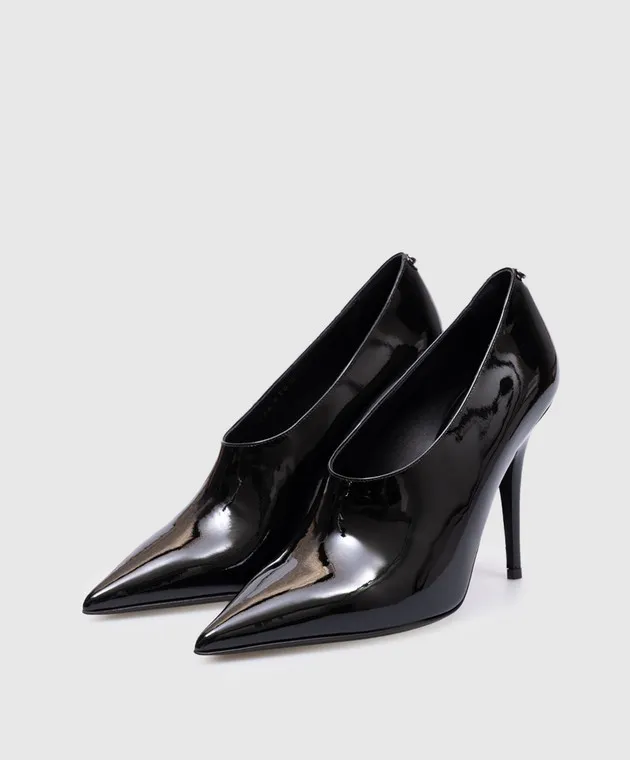 Valentino Black patent leather shoes with VLogo Signature logo