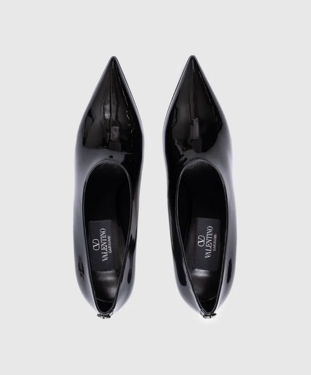 Valentino Black patent leather shoes with VLogo Signature logo