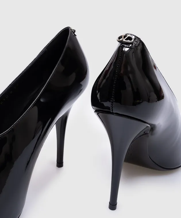 Valentino Black patent leather shoes with VLogo Signature logo