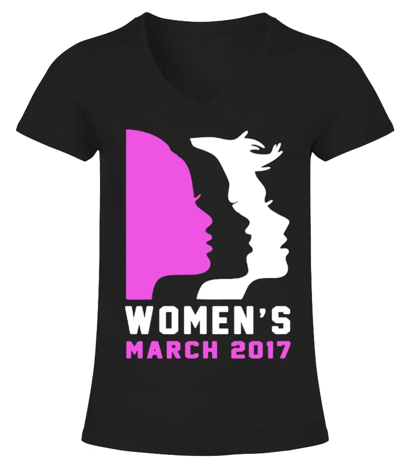 WOMEN'S MARCH 2017  NASTY WOMEN!  WOMEN'S RIGHTS AND THE FUTURE OF OUR GREAT COUNTRY.  CAMISETA CUELLO PICO MUJER