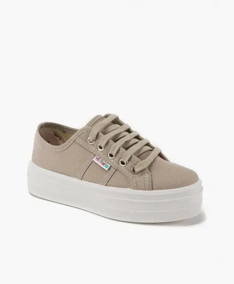 Zapatillas VICTORIA Plataforma Lona Beige Niña