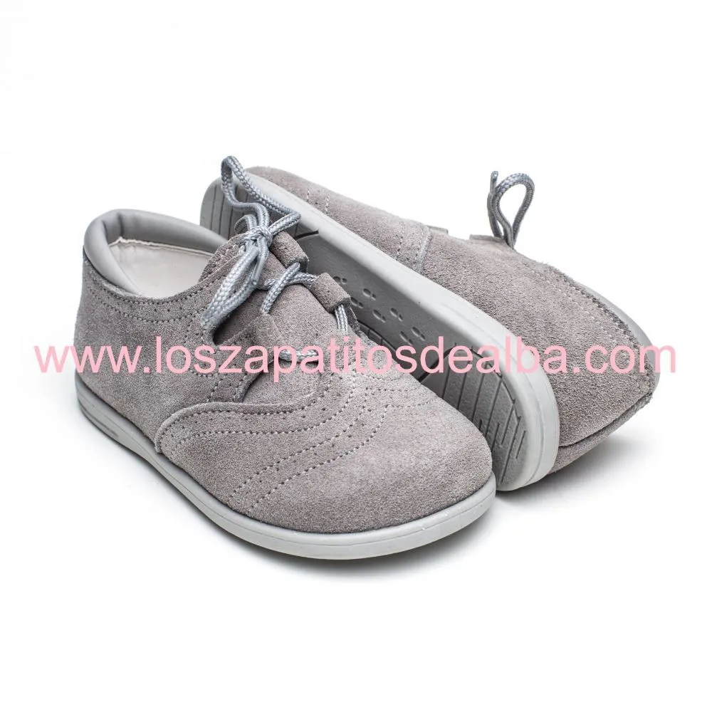 Zapatos Inglesitos Gris Serraje Modelo Bruno
