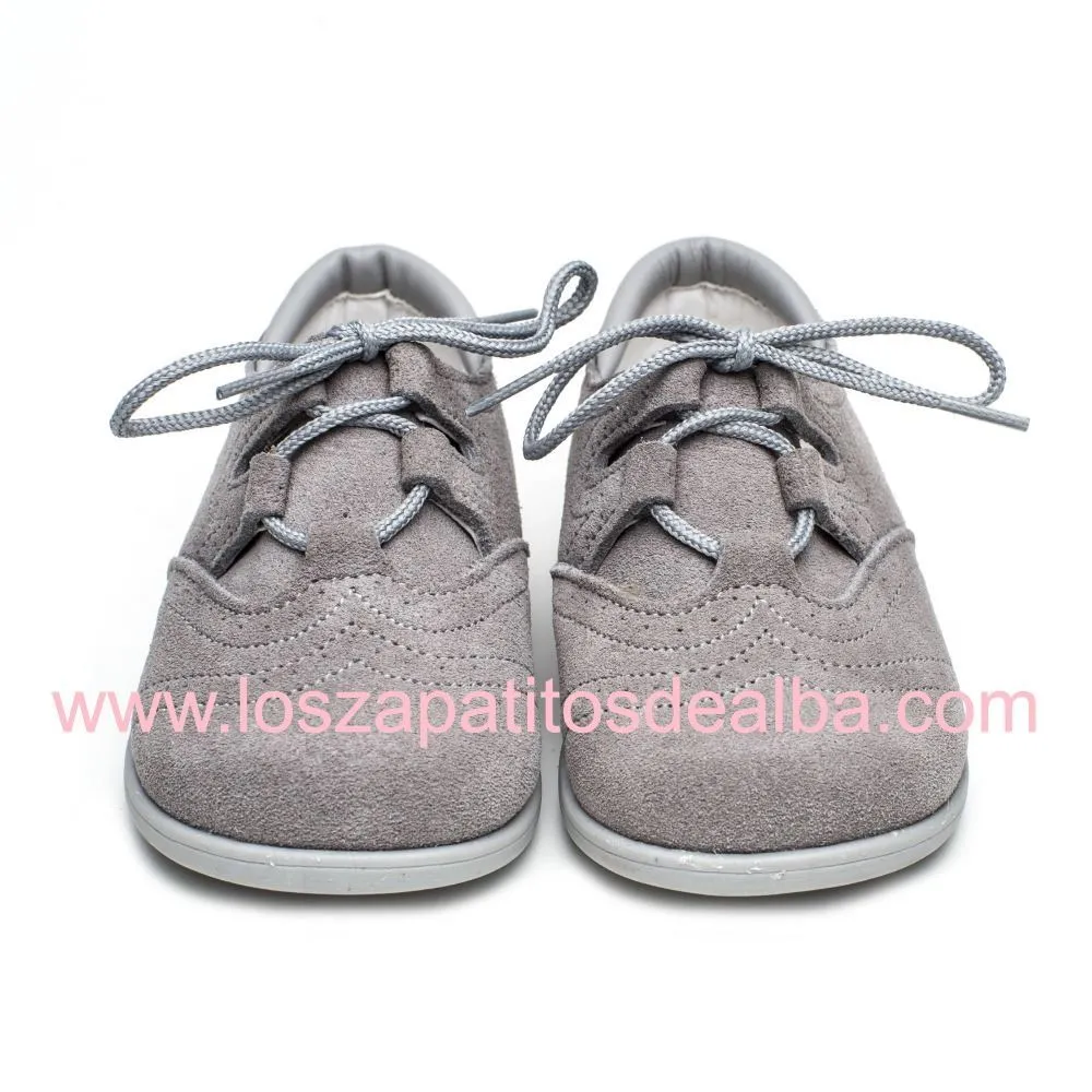 Zapatos Inglesitos Gris Serraje Modelo Bruno