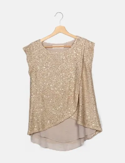 Zara Suéter pailettes dorado glitter