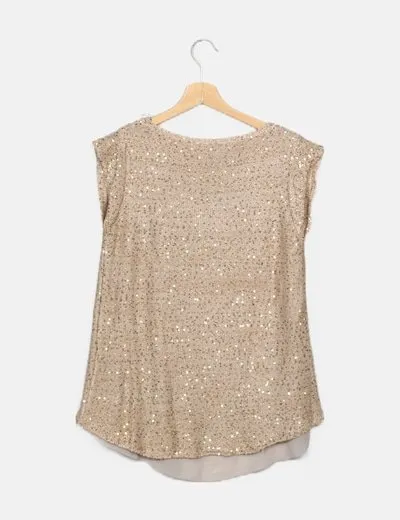 Zara Suéter pailettes dorado glitter